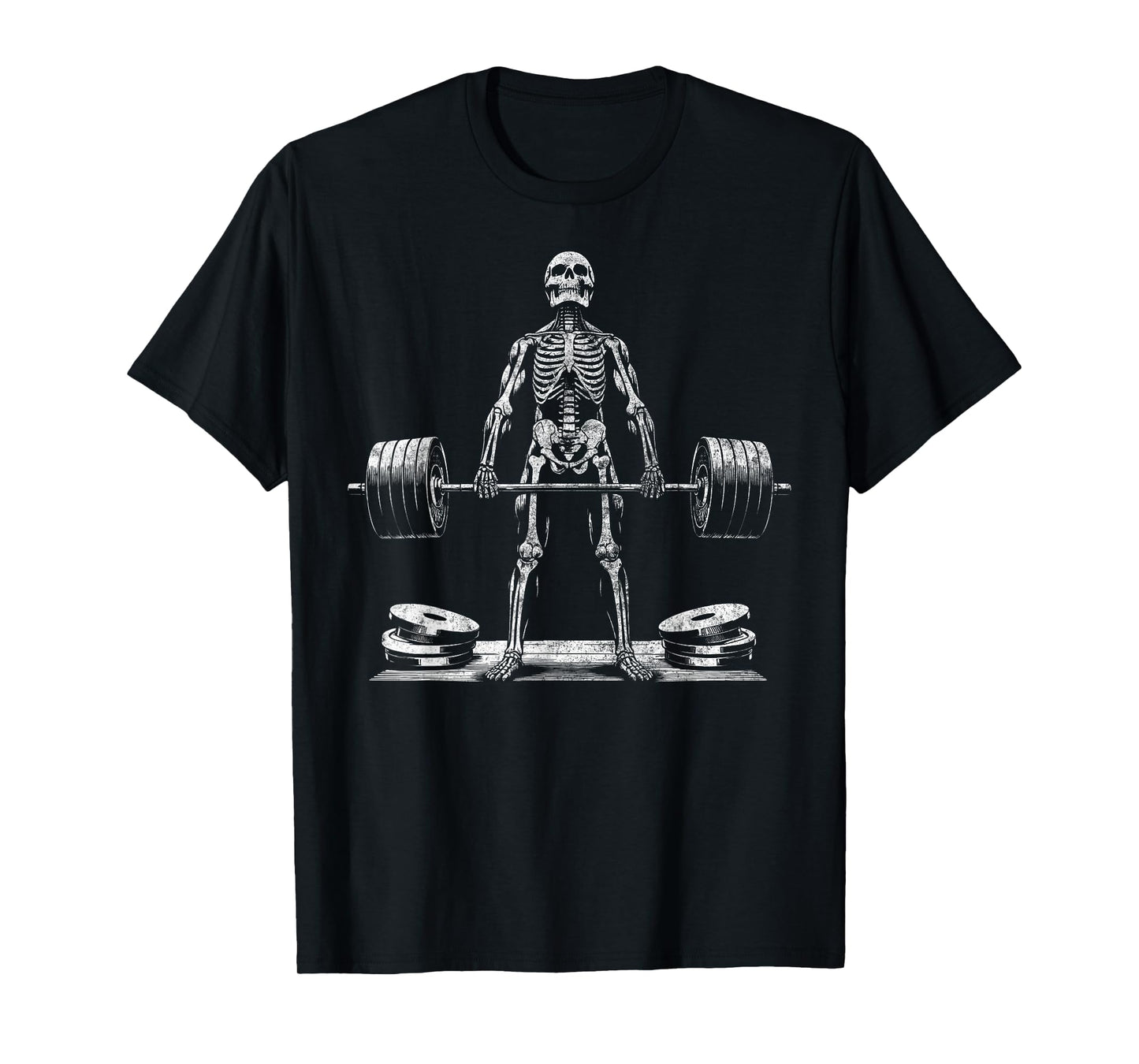 Deadlift Skeleton Halloween Gym Jokes Weightlifting Workout T-Shirt, Small