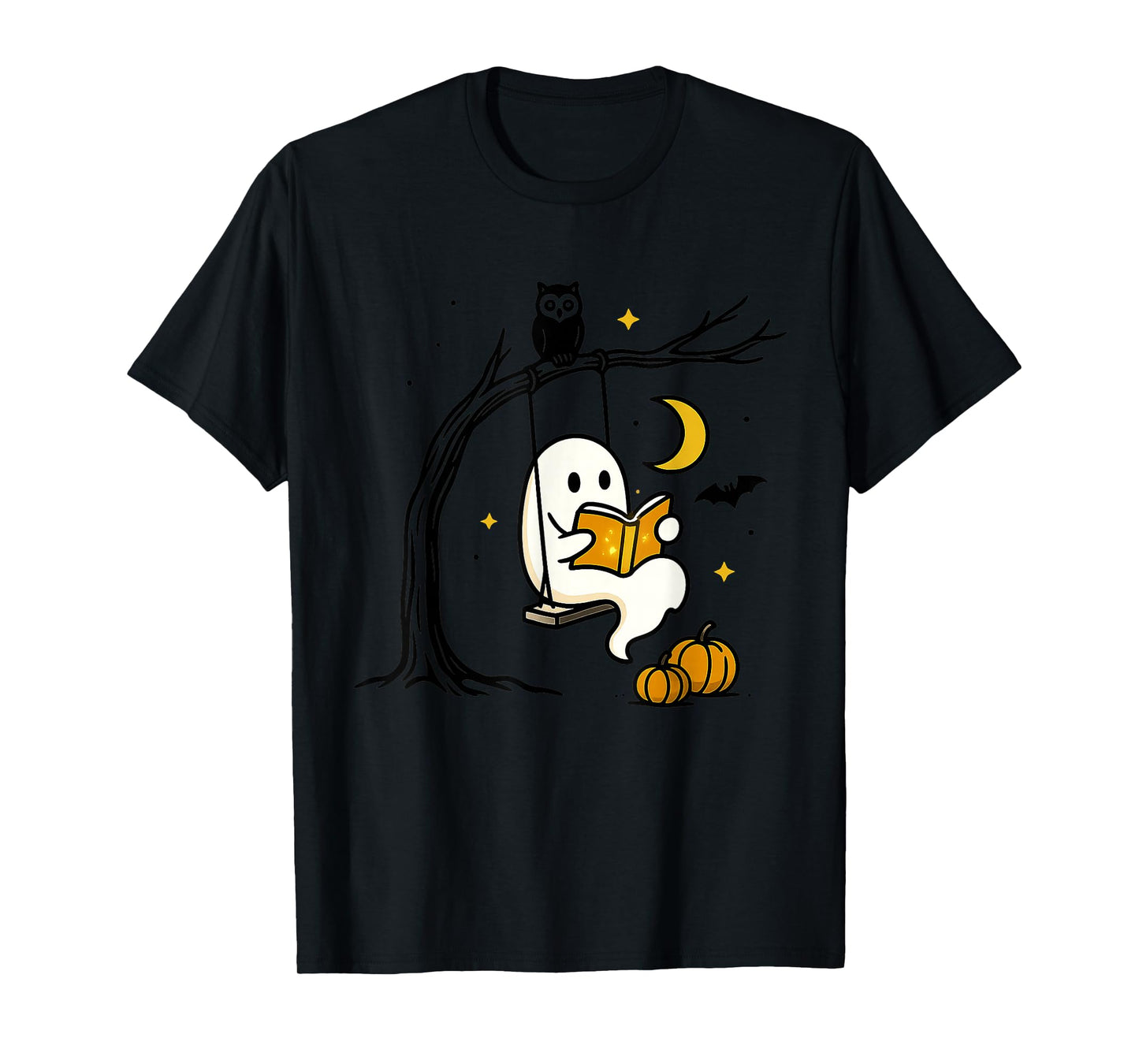 Halloween Ghost Swing Reading Vintage Costume Women Kids Men T-Shirt
