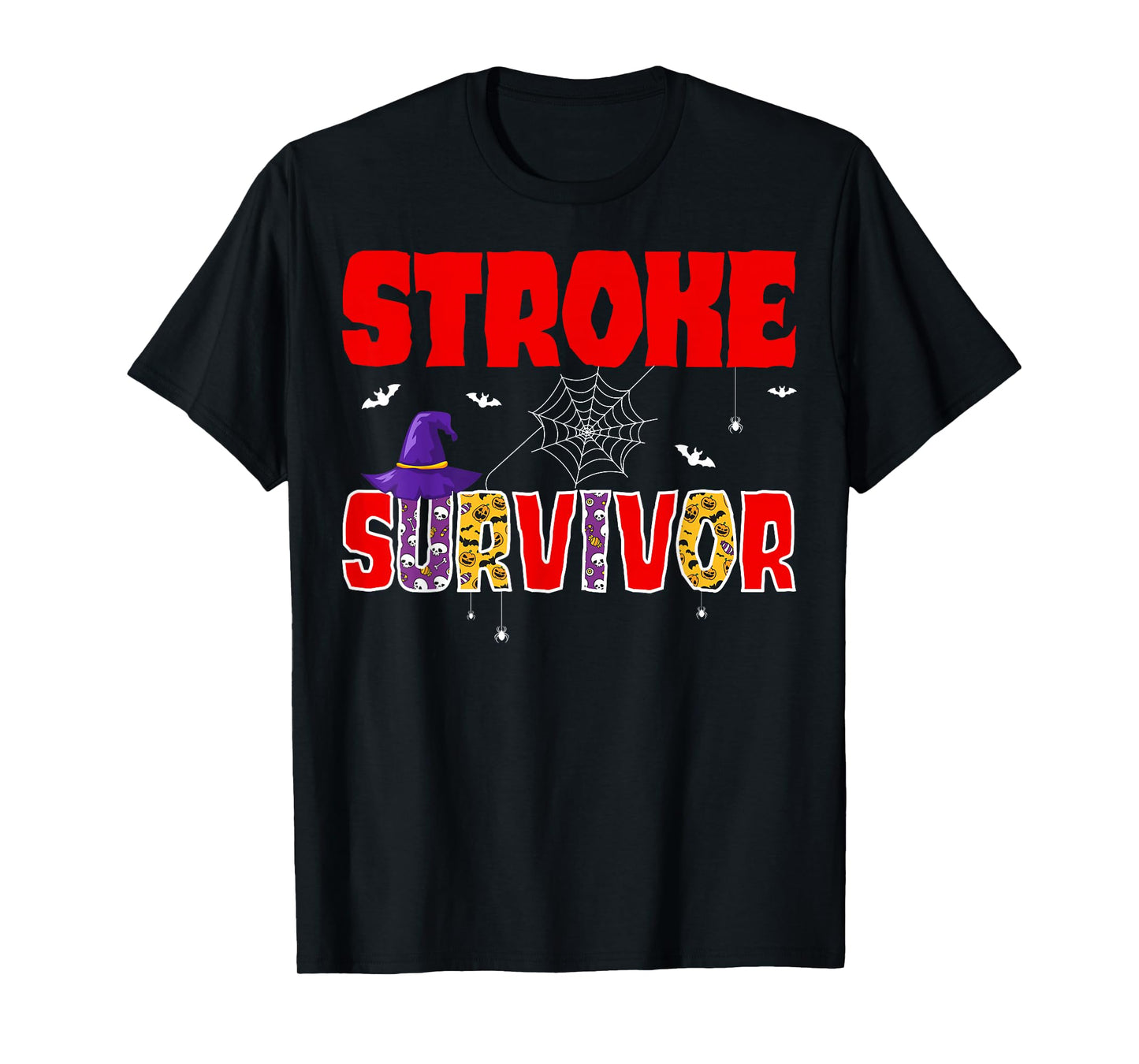 Stroke Survivor Witch Hat Funny Halloween Awareness T-Shirt