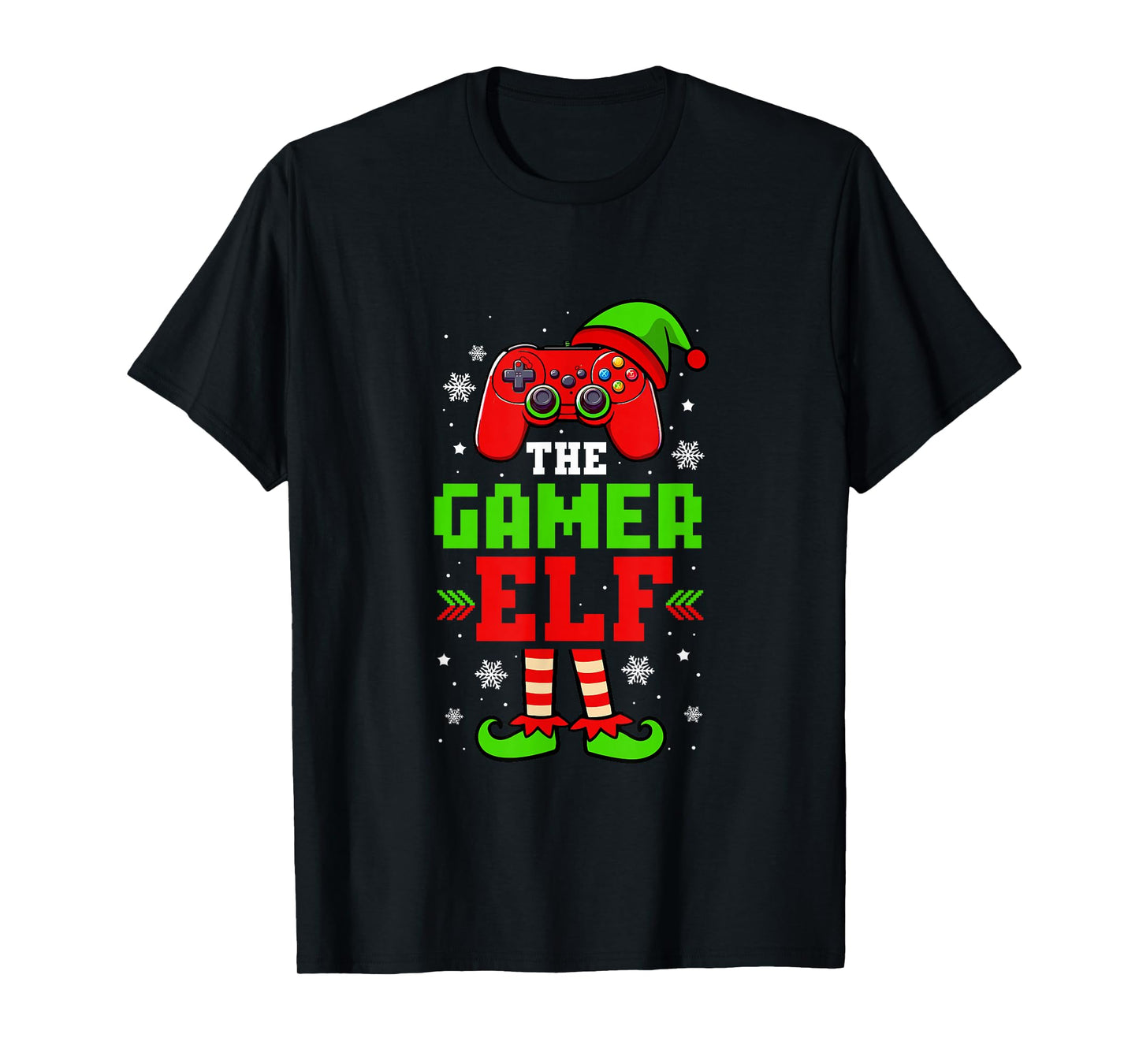 Gamer Elf Christmas Costume Game Controller Gamer Lover Kids T-Shirt