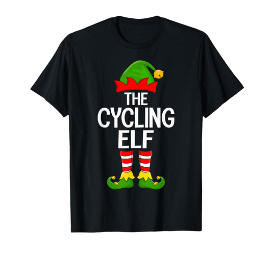 Cycling Elf Xmas Matching Family Elf Squad Christmas T-Shirt