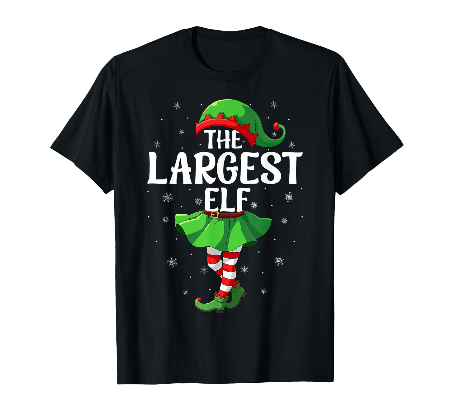 Largest Elf Christmas Girls Women Elf Squad Xmas Family T-Shirt