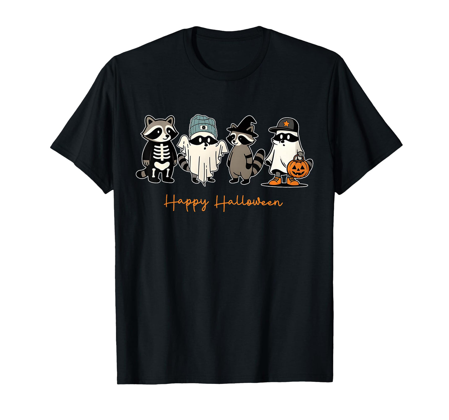 Funny Spooky Season Halloween Raccoon Meme Street Cats T-Shirt