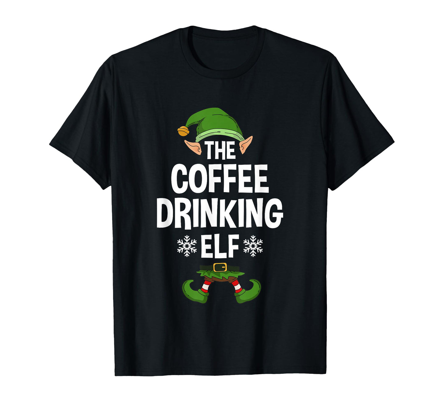 The Coffee Drinking Elf Party Family Group Matching X-Mas T-Shirt