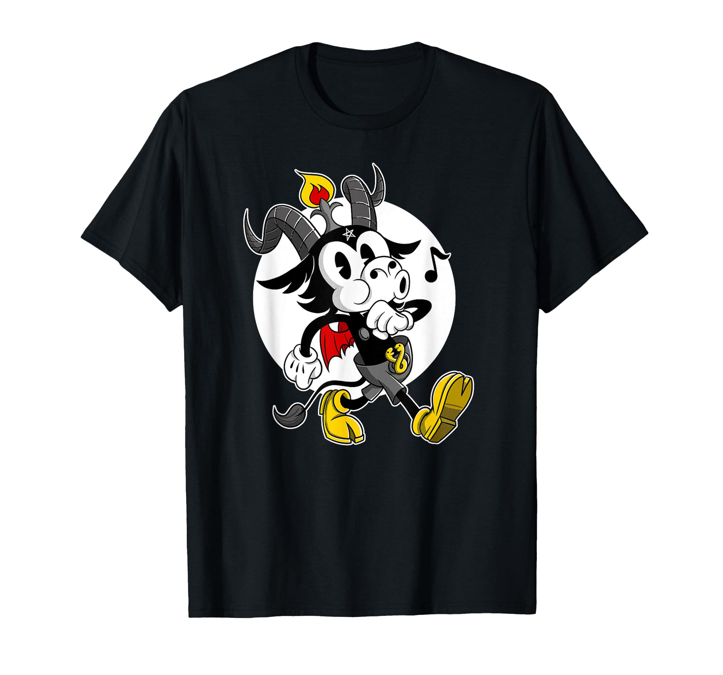 Atheist Satan Cute Baphomet goat whistling old Cartoon T-Shirt