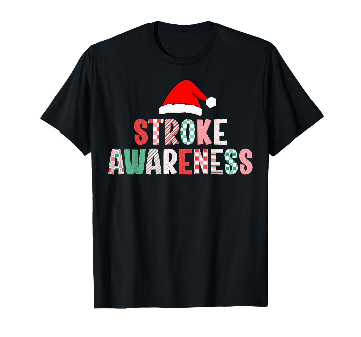 Stroke Awareness Santa Hat Stroke Survivor Christmas T-Shirt