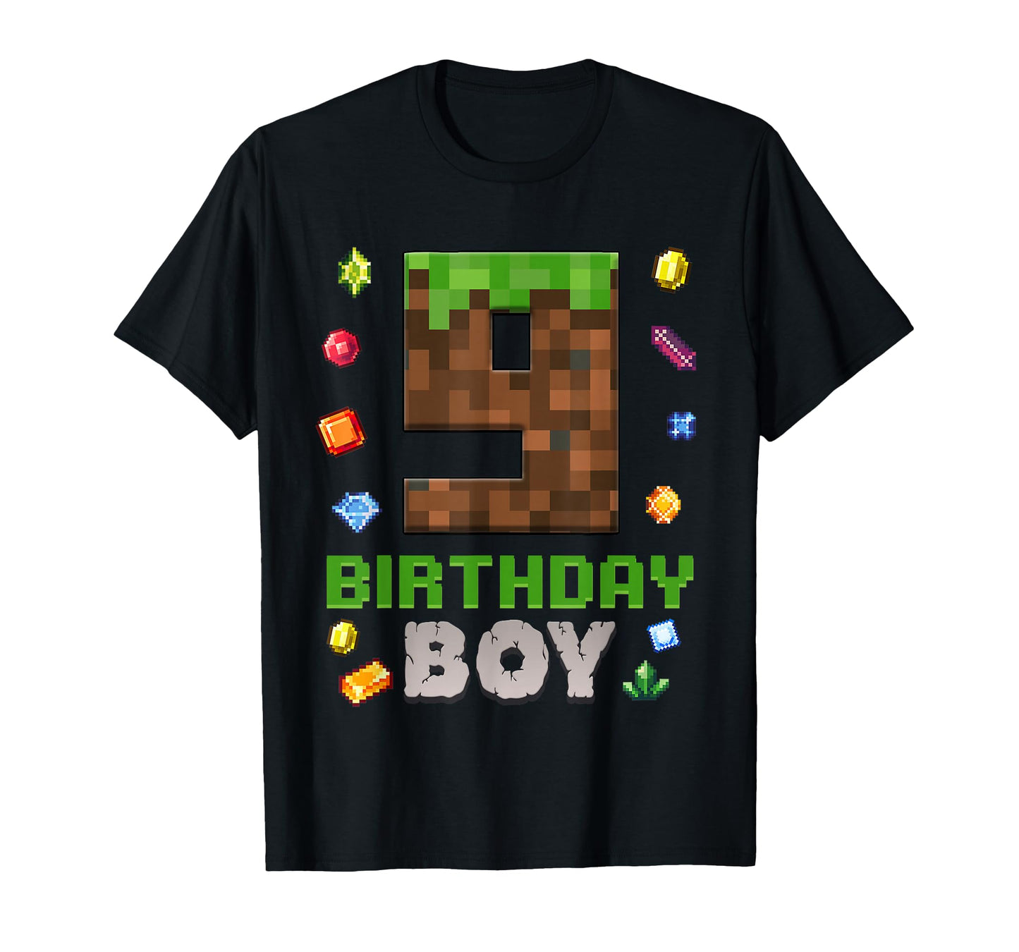 9th Birthday 9 Years Old Video Gamer Pixel Birthday Boys T-Shirt