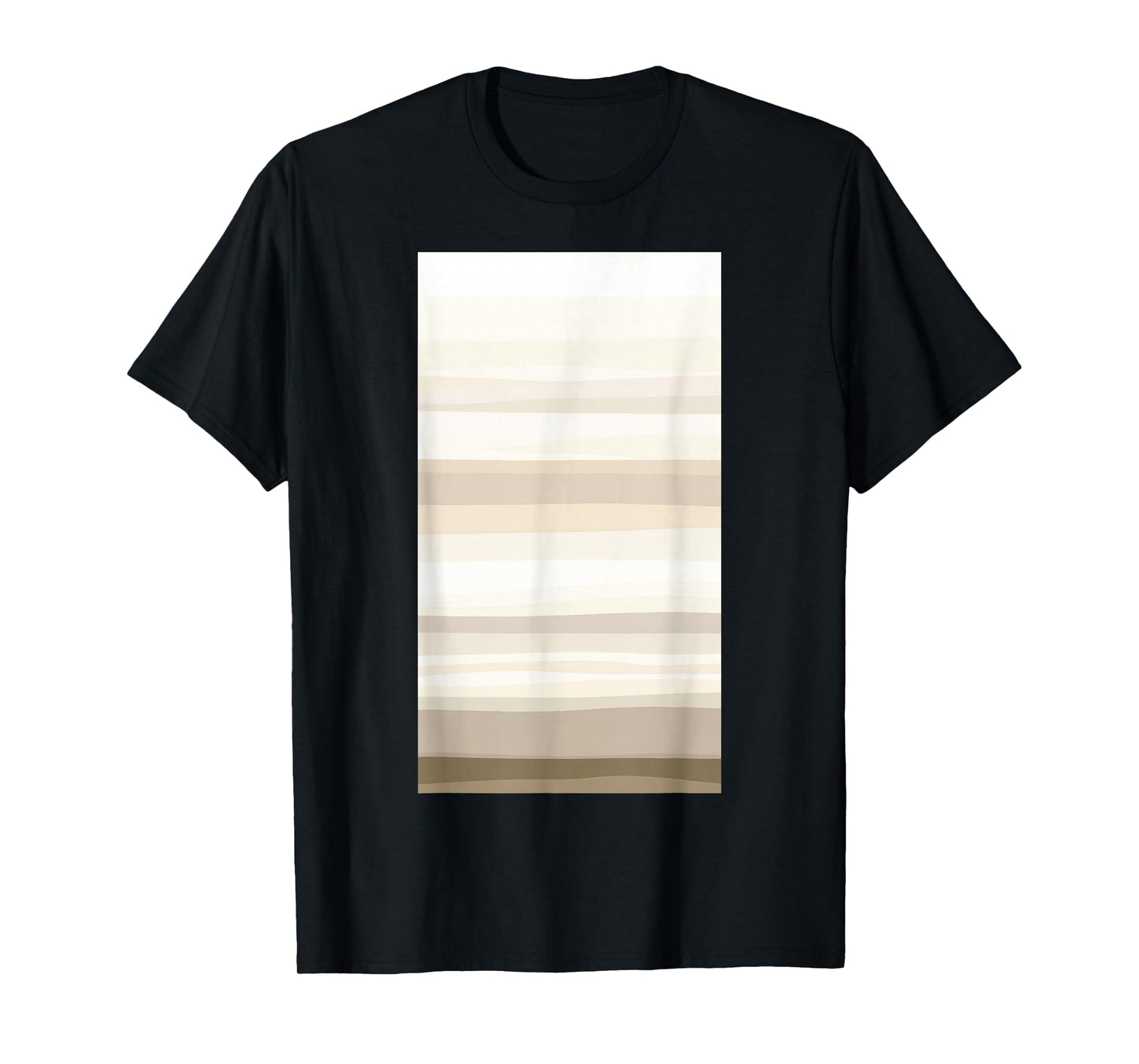 Beige Tan Horizontal Stripes Pattern Minimalist T-Shirt