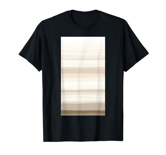 Beige Tan Horizontal Stripes Pattern Minimalist T-Shirt