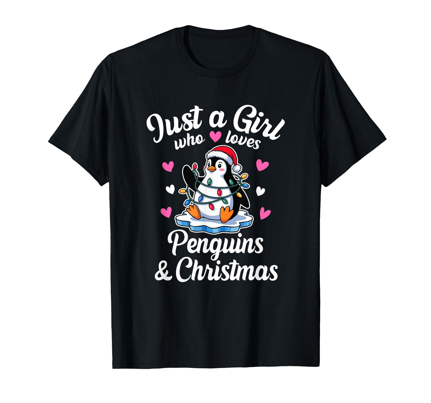 Just a Girl Who Loves Penguins and Christmas Lights T-Shirt
