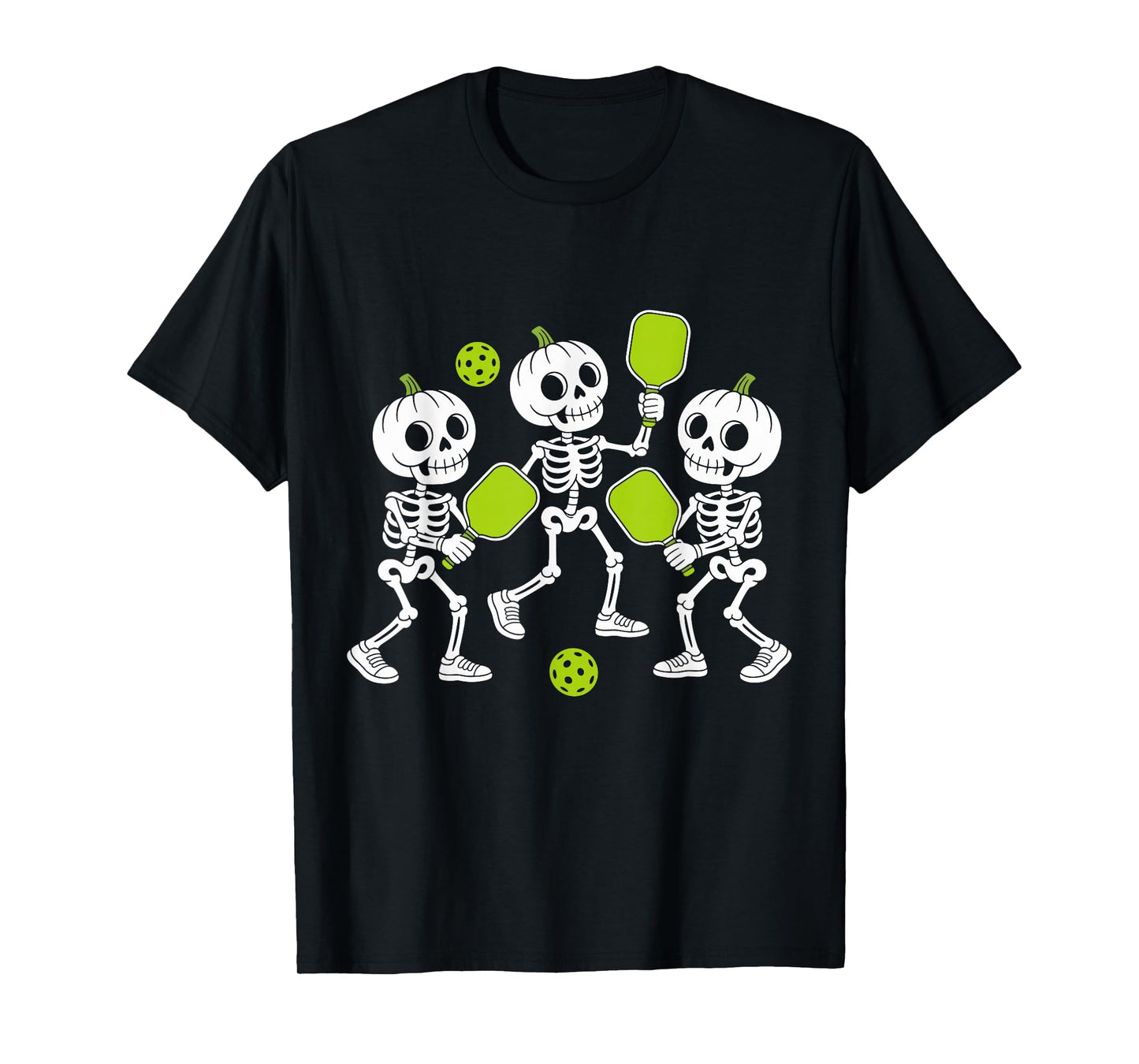 Dancing Skeletons Pickleball Halloween Costume T-Shirt