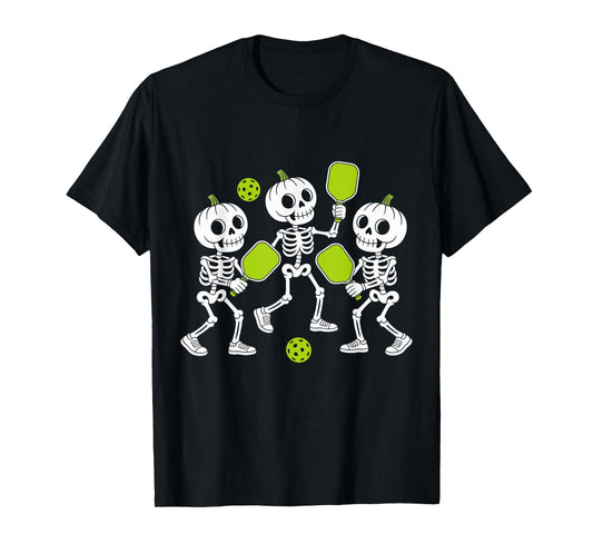 Dancing Skeletons Pickleball Halloween Costume T-Shirt