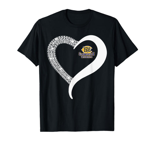 Clarksville Wildcats Logo Diamond Heart HS T-Shirt