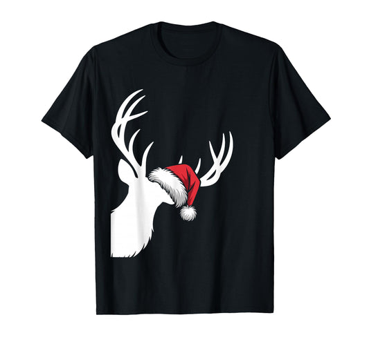 Deer Christmas Santa Hat Pajama Whitetail Buck Deer Xmas T-Shirt