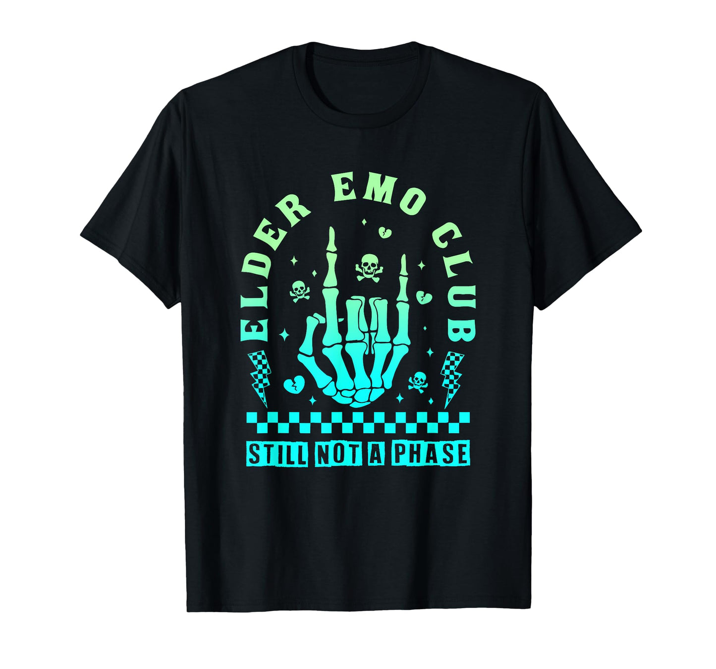 Elder Emo Club Still Not A Phase Skeleton Hand Rock Gradient T-Shirt