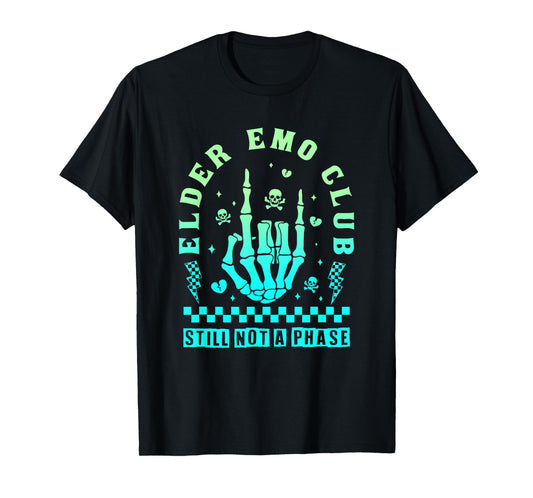 Elder Emo Club Still Not A Phase Skeleton Hand Rock Gradient T-Shirt