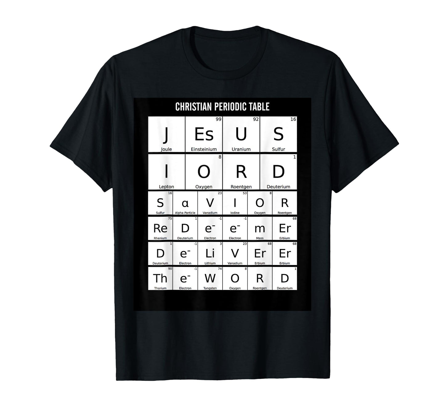 Periodic Table Christian Jesus Elements Science Nerd T-Shirt