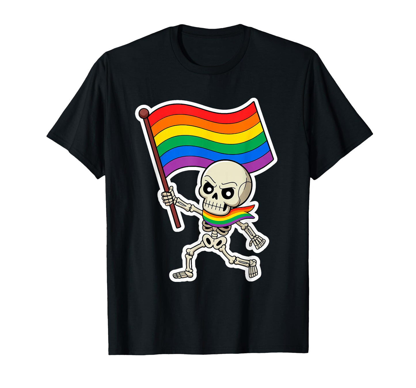 Skeleton LGBT-Q Pride Flag Lazy Halloween Costume Gay Ally T-Shirt