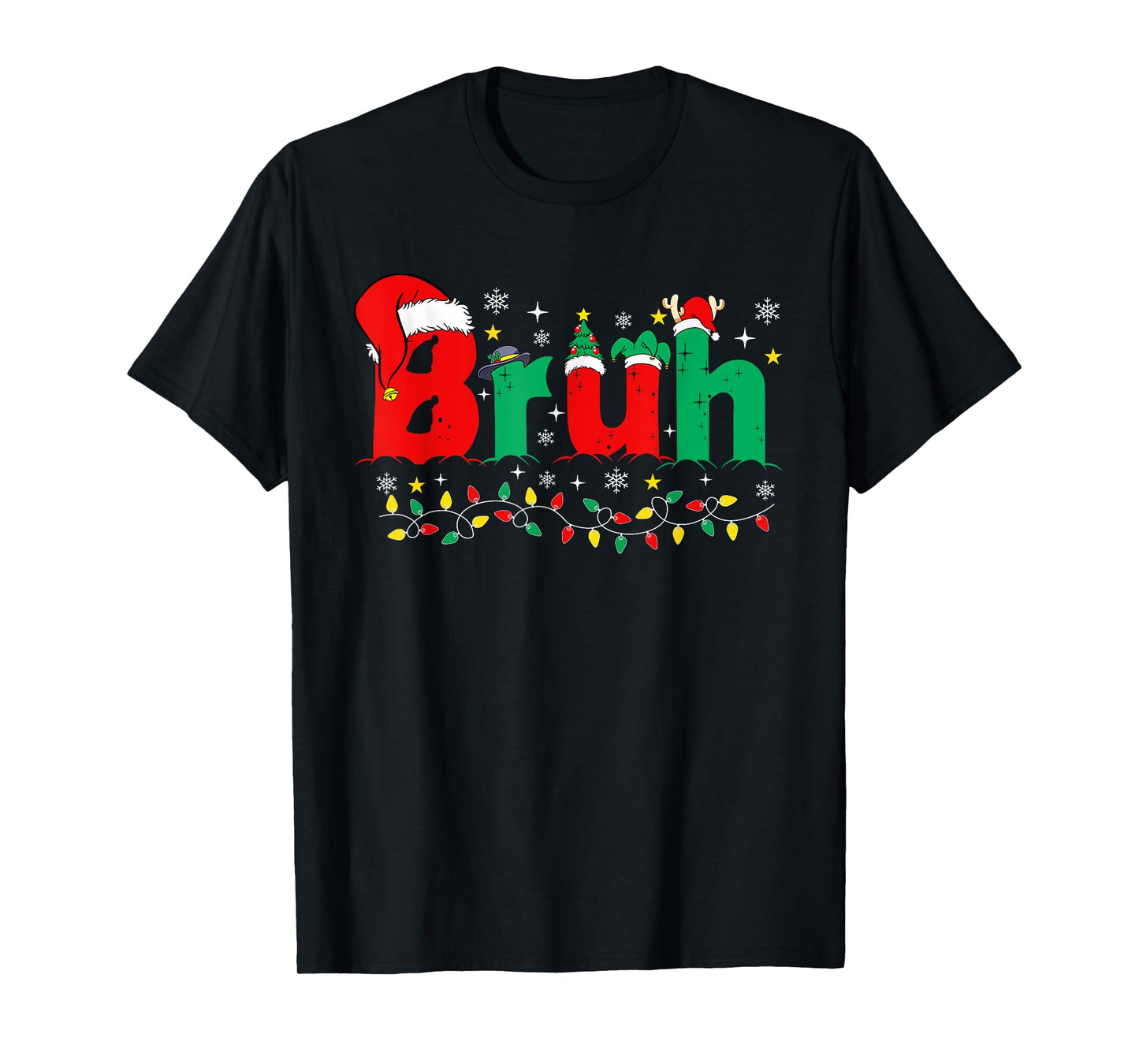Bruh Funny Christmas Red Plaid Teens Boys Kids Xmas Pajamas T-Shirt
