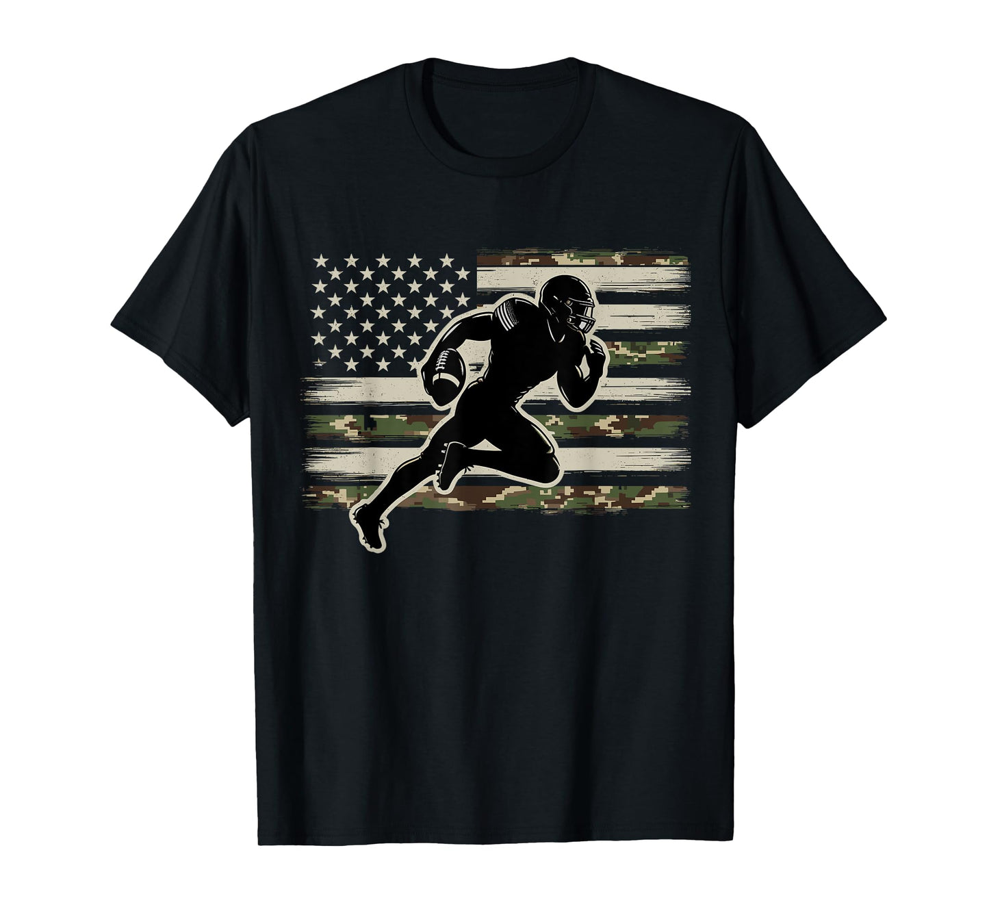 Football Camo US Flag American Football Player T-Shirt