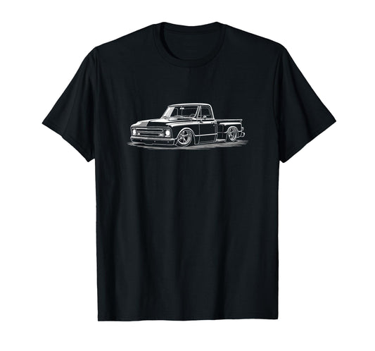 The Best 1967-1972 C10 Truck Silhouette T-Shirt - Black, Men's, Small, Classic C10 Truck T-Shirt