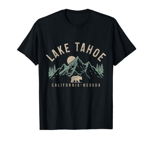 Lake Tahoe California Nevada Mountains Bear Nature Vintage T-Shirt
