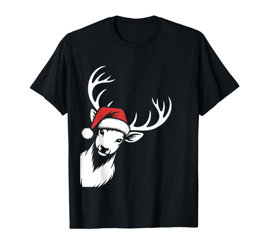 Deer Christmas Santa Hat Pajama Whitetail Buck Deer Xmas T-Shirt