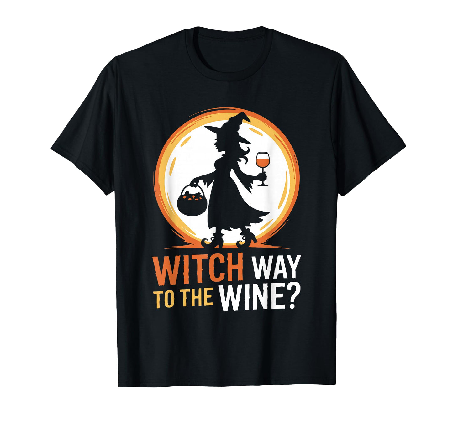 Funny Halloween Witch Way to The Wine Joke Ladies Women T-Shirt