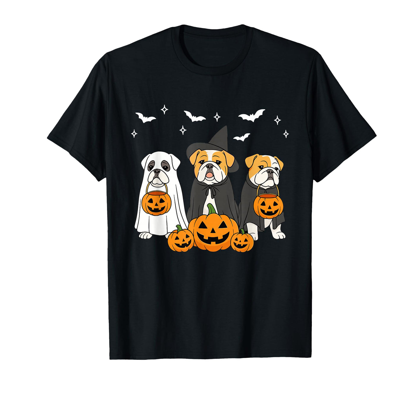Witch English Bulldog Halloween Ghost Bulldog Dog Mom T-Shirt