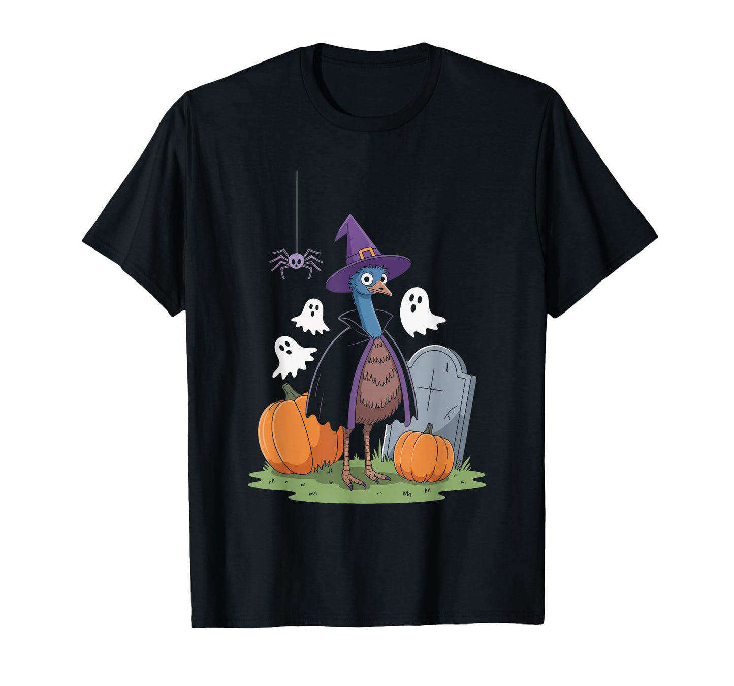 Raven Witch Halloween Magic with Pumpkins T-Shirt