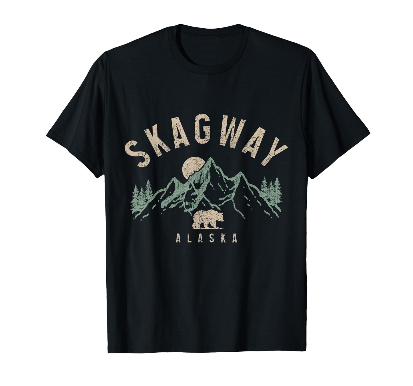 Skagway Alaska Vintage Mountains Grizzly Bear Nature Lover T-Shirt