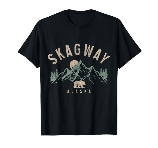 Skagway Alaska Vintage Mountains Grizzly Bear Nature Lover T-Shirt