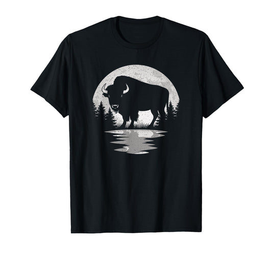 Bison Lover Moon Vintage Buffalo Men Women Kids T-Shirt