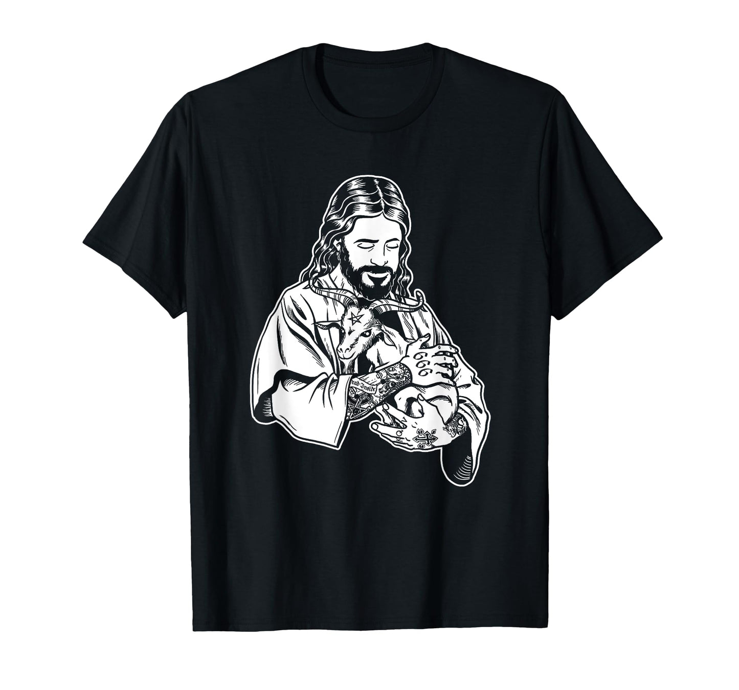 Blackcraft Jesus Loves Satan Baphomet goat T-Shirt Atheist T-Shirt