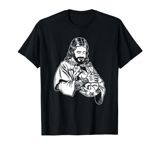 Blackcraft Jesus Loves Satan Baphomet goat T-Shirt Atheist T-Shirt