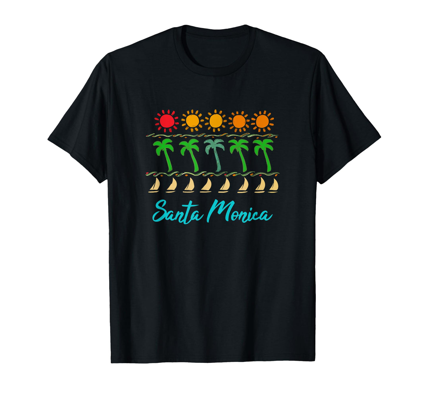 Santa Monica California Souvenirs Tropical Beach Graphic T-Shirt