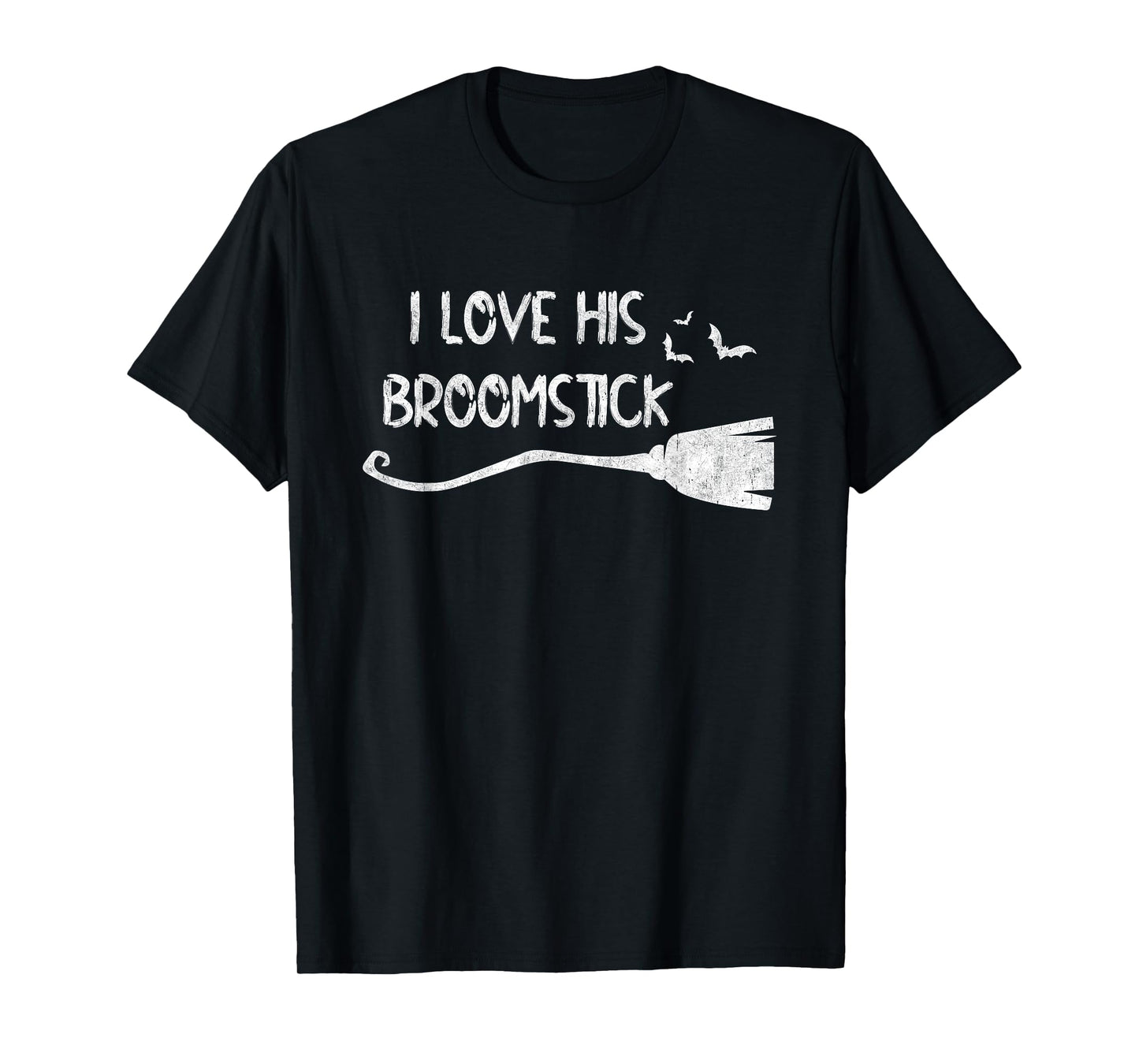 I Love His Broomstick Funny Halloween Witch Couple Matching T-Shirt