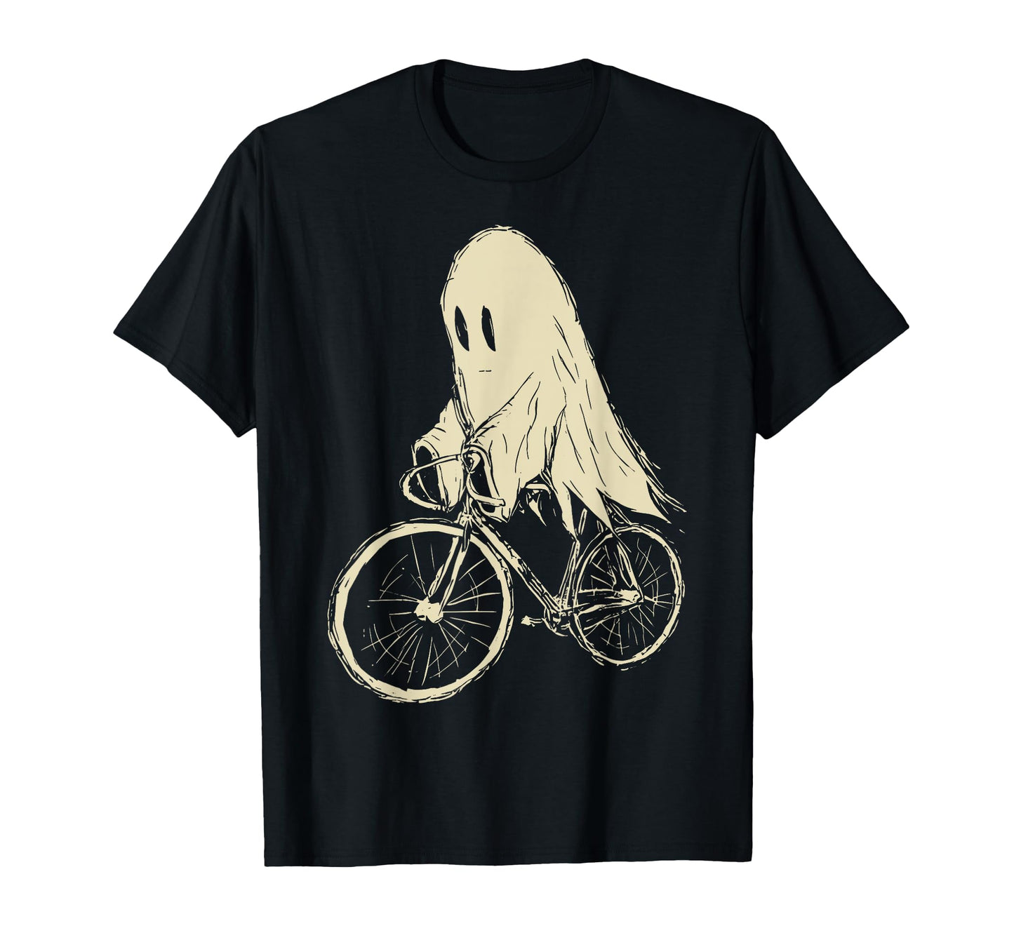 Vintage Ghost Riding Bicycle Cycing Biking Halloween T-Shirt