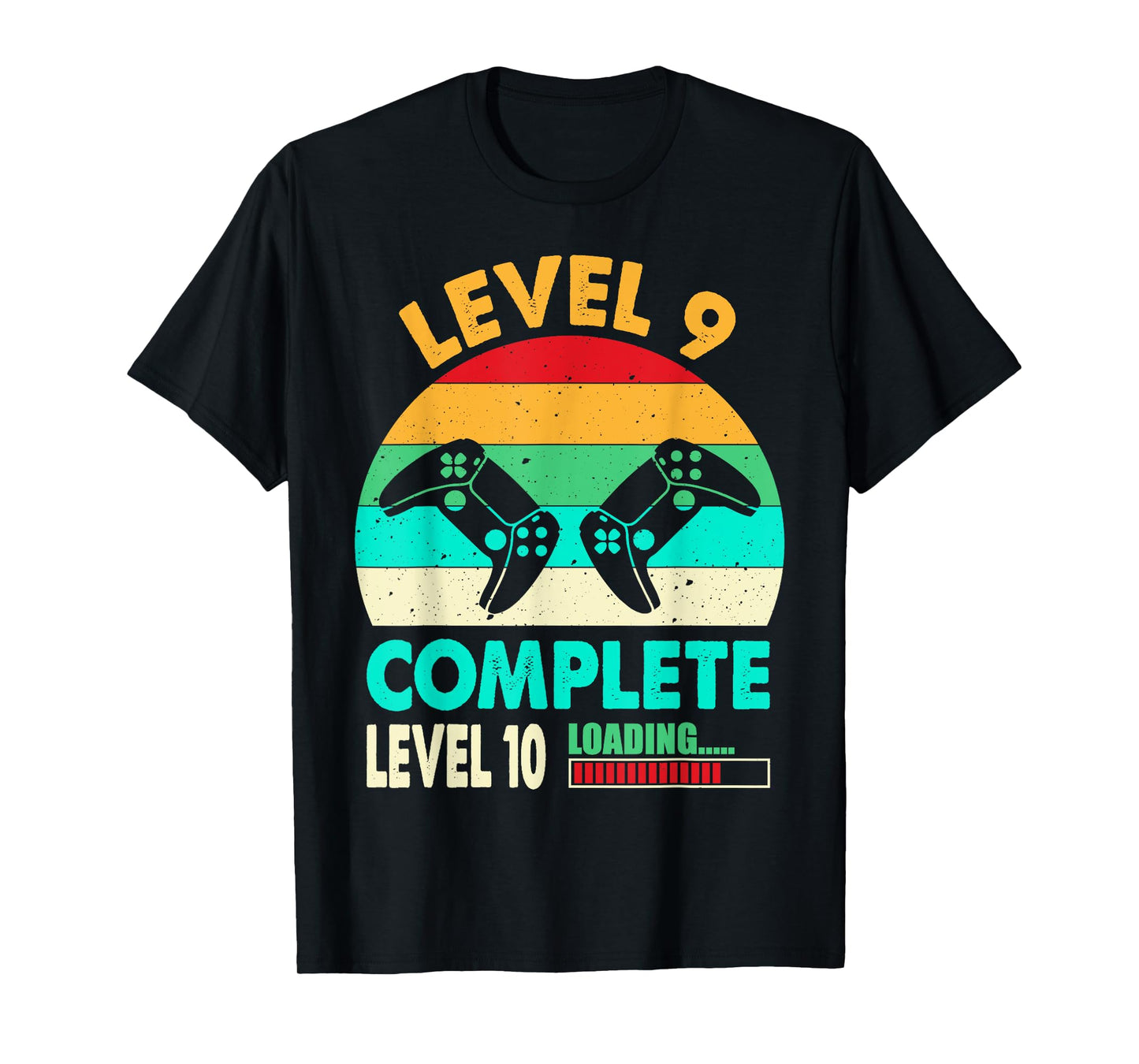Funny Gamer 9th Wedding Anniversary Vintage Level 9 Complete T-Shirt