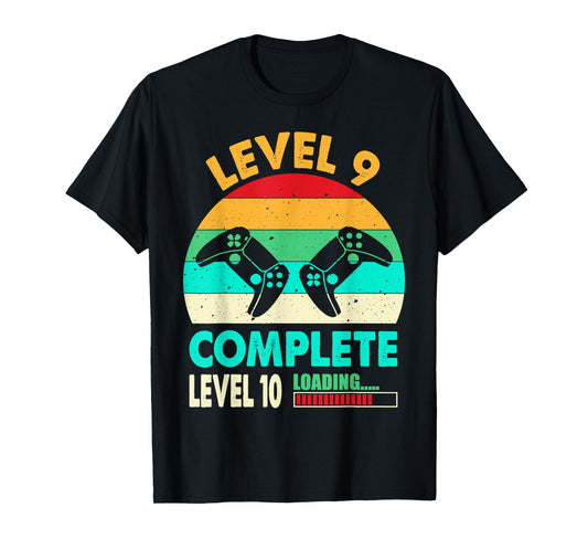 Funny Gamer 9th Wedding Anniversary Vintage Level 9 Complete T-Shirt
