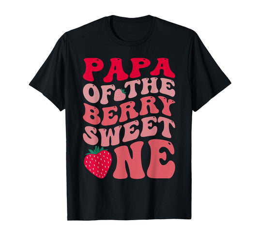 Papa Of The Berry Sweet One Strawberry First Birthday T-Shirt