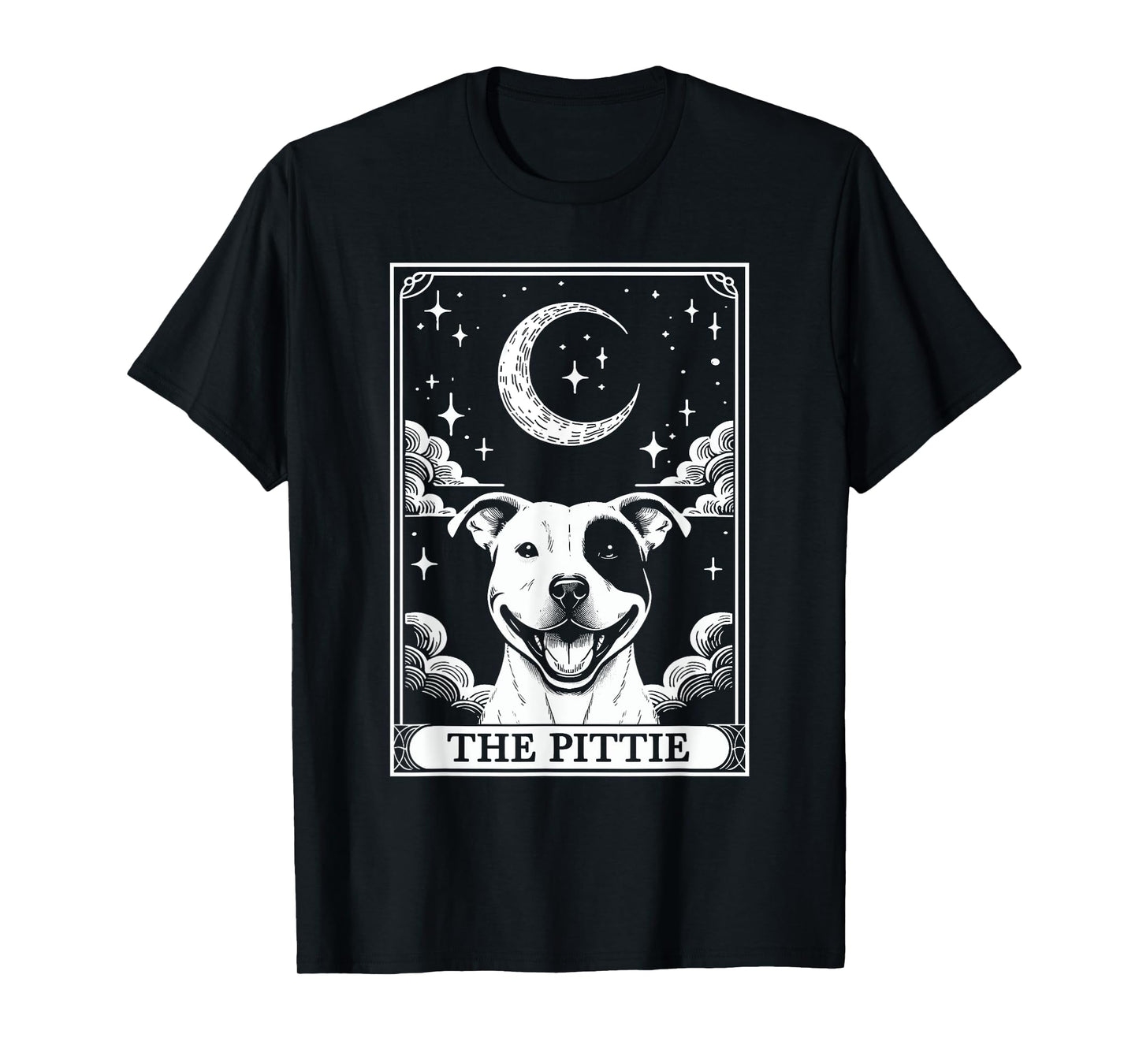 Tarot Card Vintage Crescent Moon Pit Bull Dog Pittie Mom T-Shirt for Men Women Kids