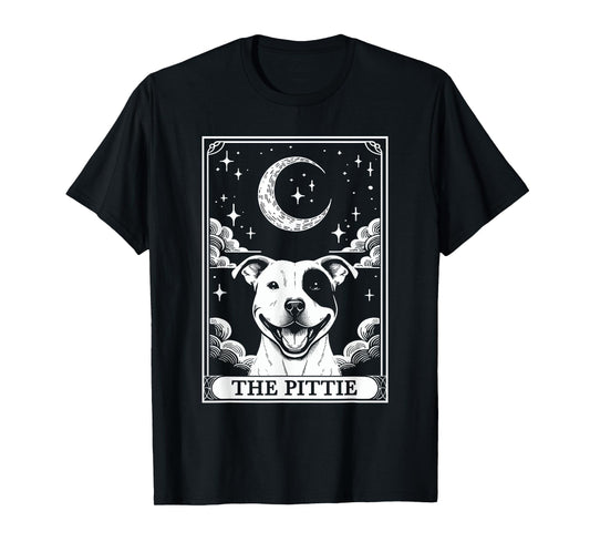 Tarot Card Vintage Crescent Moon Pit Bull Dog Pittie Mom T-Shirt for Men Women Kids