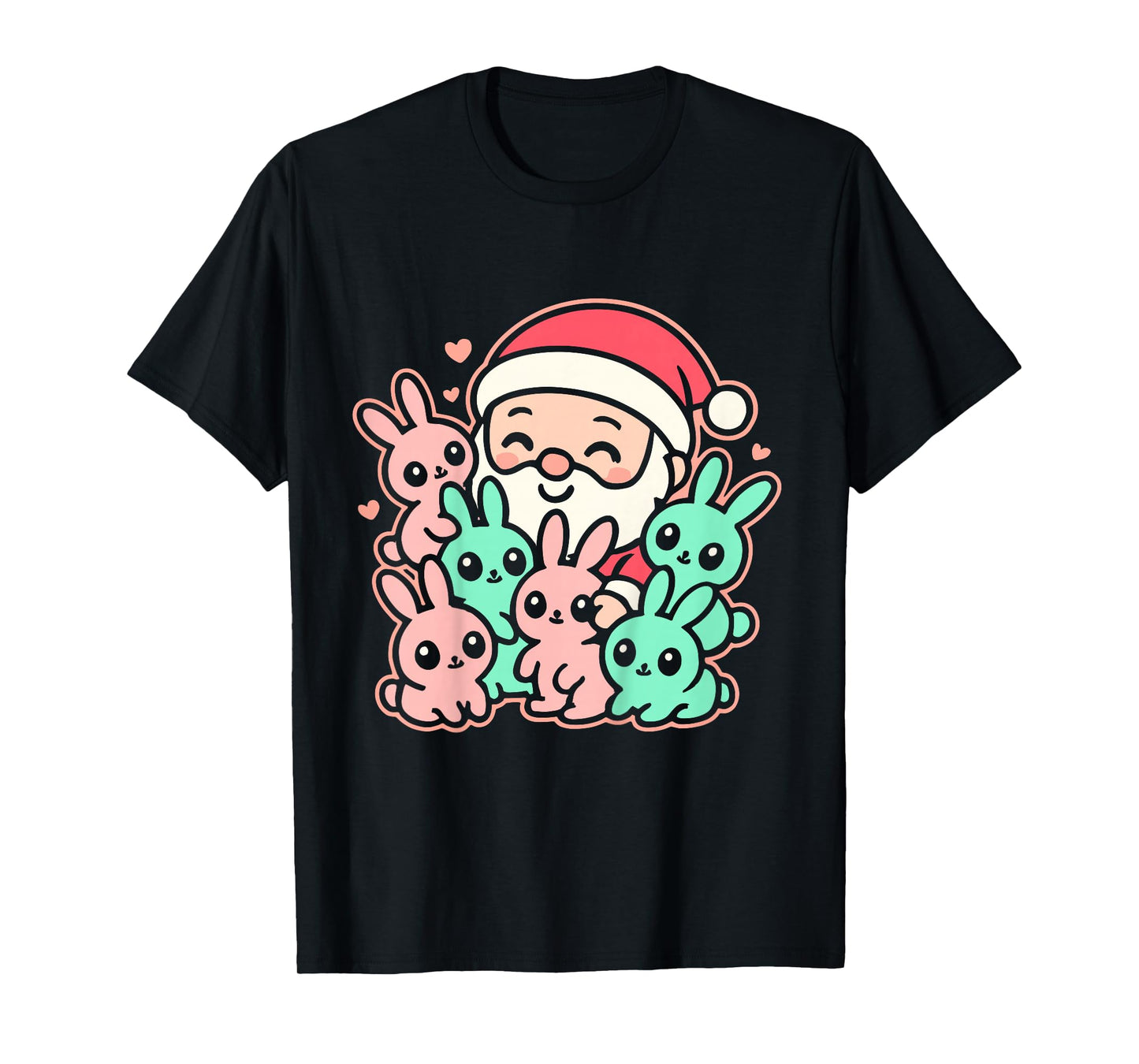 Kawaii Rabbit Christmas, Cute Bunny Rabbit Santa Claus T-Shirt