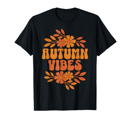 Autumn Vibes Women Men Kids Groovy Floral Retro Fall Graphic T-Shirt