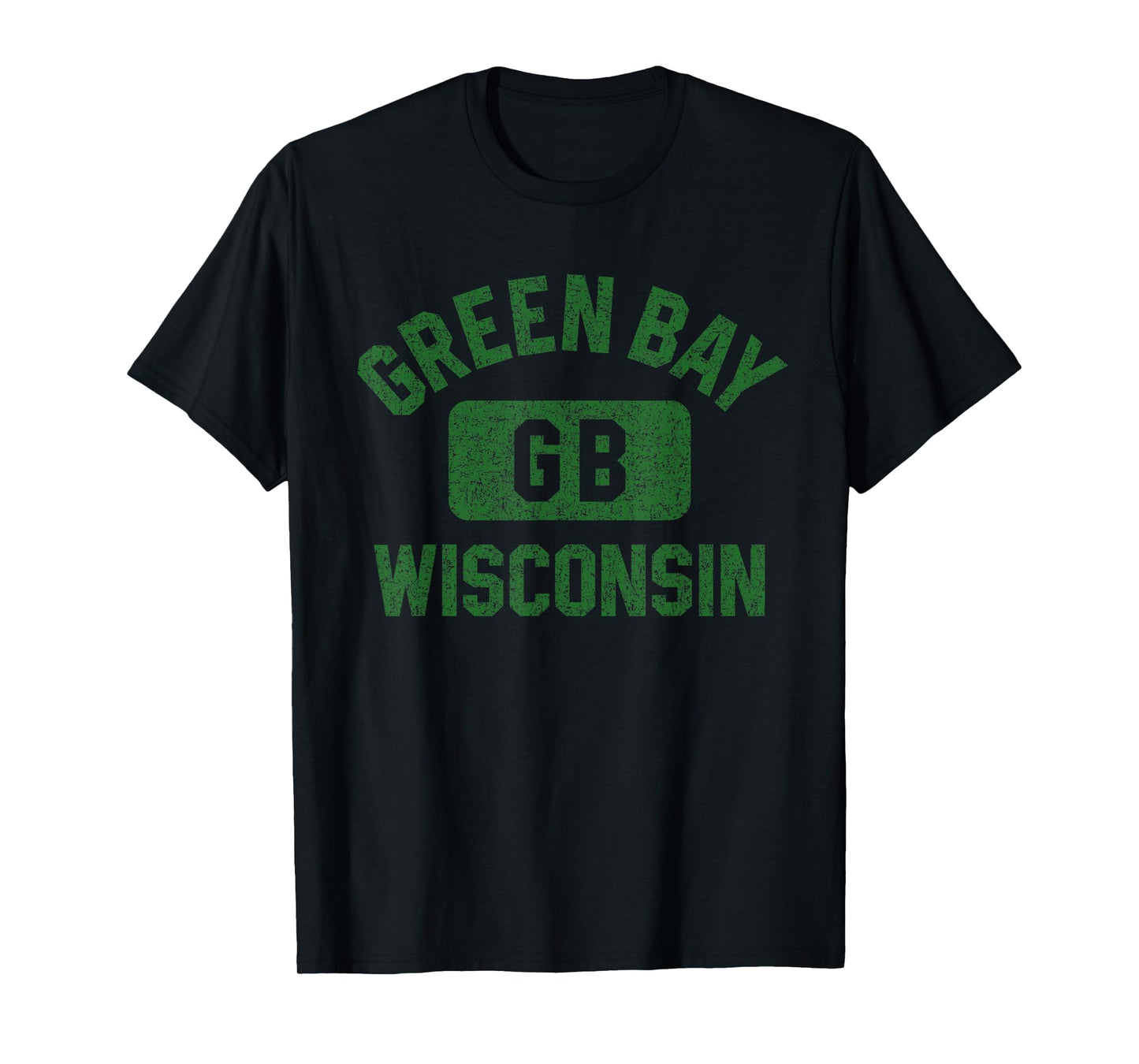 Green Bay Wisconsin GB Gym Style Distressed Green Print T-Shirt