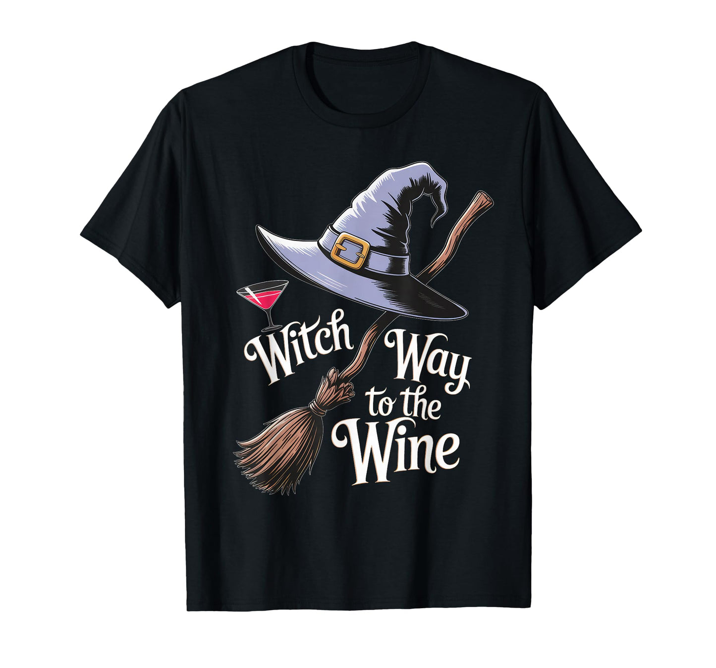 Witch Way to The Wine Funny Halloween Retro Drinking Spooky T-Shirt