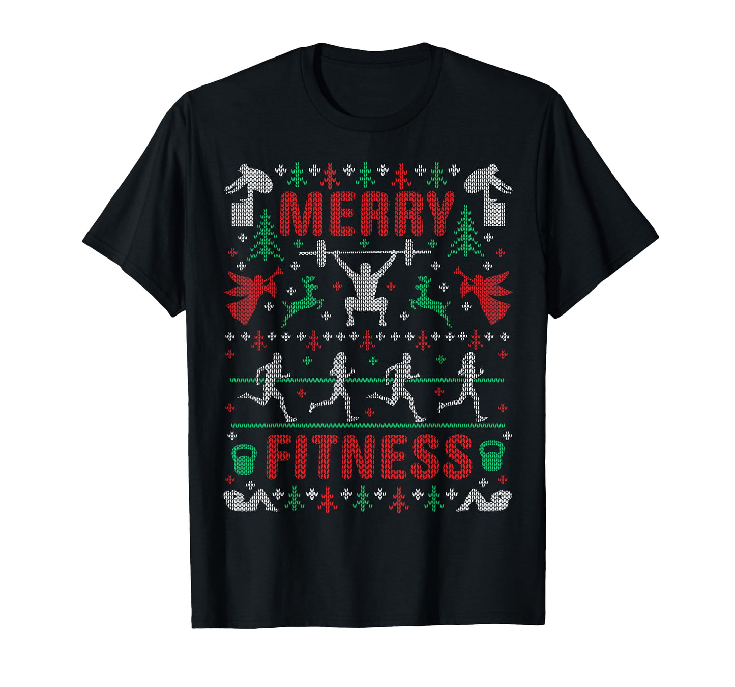 Merry Fitness Workout Ugly Christmas Sweater Party Gifts T-Shirt