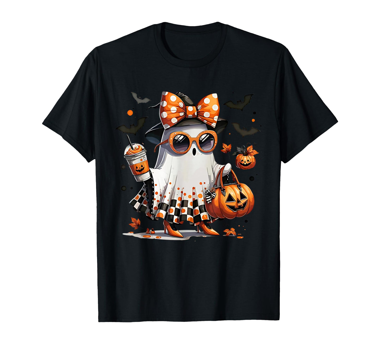Cute Ghost Pumpkin Halloween Funny Spooky Pumpkin Witch T-Shirt