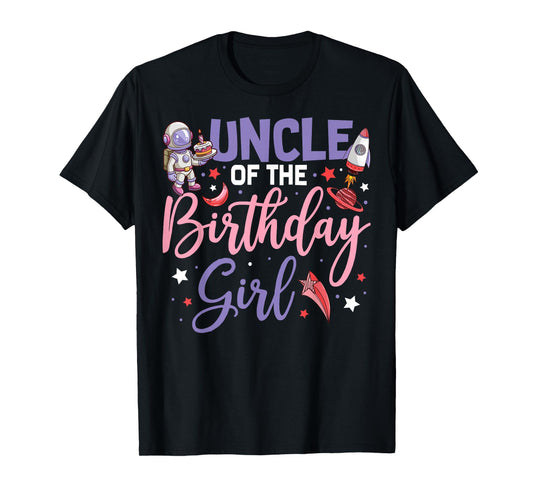 Two The Moon Uncle Of the Birthday Girl Astronaut Family T-Shirt